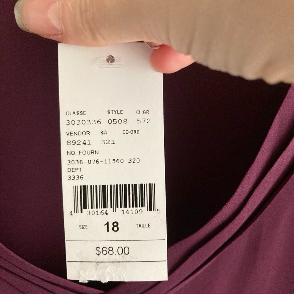 Laura Sheer Plum Sleeveless Top Size 18 - Picture 7 of 10